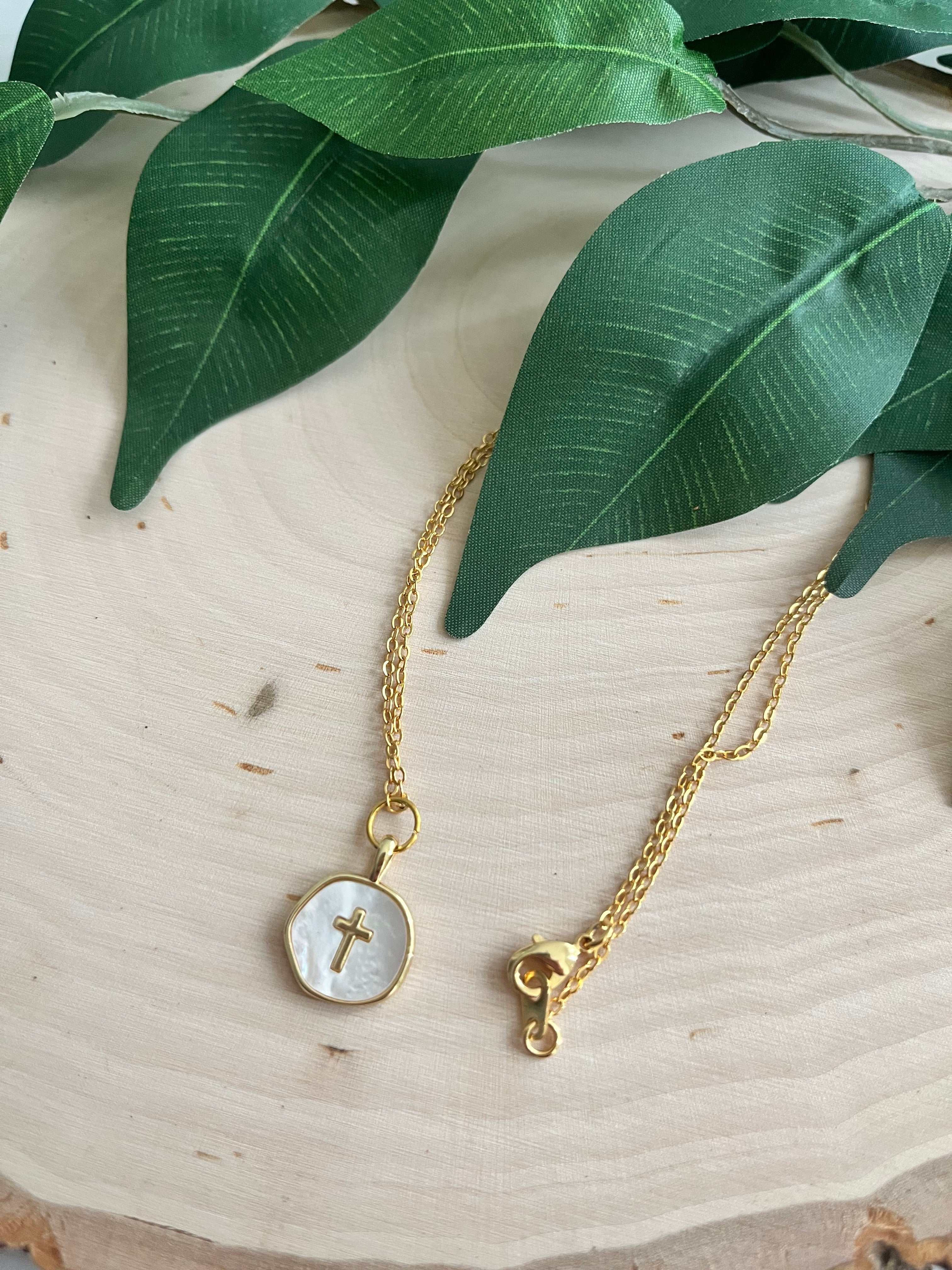 Gold Necklace with Pearl Cross – Simply in Christ