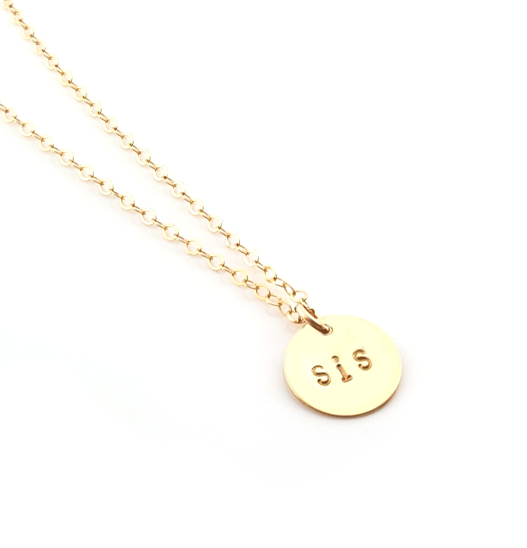 Hand Stamped "SIS" Necklace | Personalized Sister Gift | Dainty Gold Necklace | Friendship Jewelry | Handmade Jewelry Gift