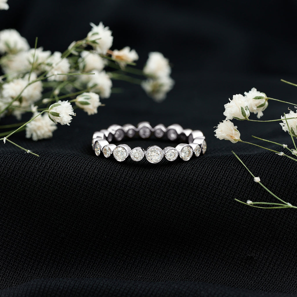 Bezel Set Round Cubic Zirconia Unique Full Eternity Ring
